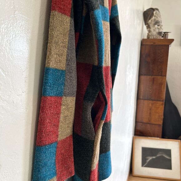 60s Vibe Color Block Wool Mini Dress Women's Medium Long Sleeve - Picture 6 of 7